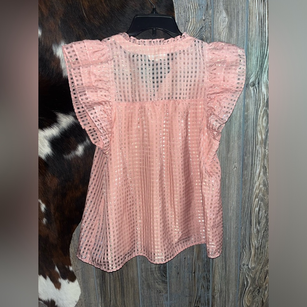Entro Pink Ruffle Sleeve Blouse - Picture 7 of 7
